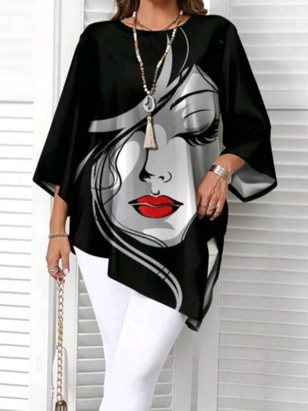Black Women's Oversized Dolman Sleeve Top